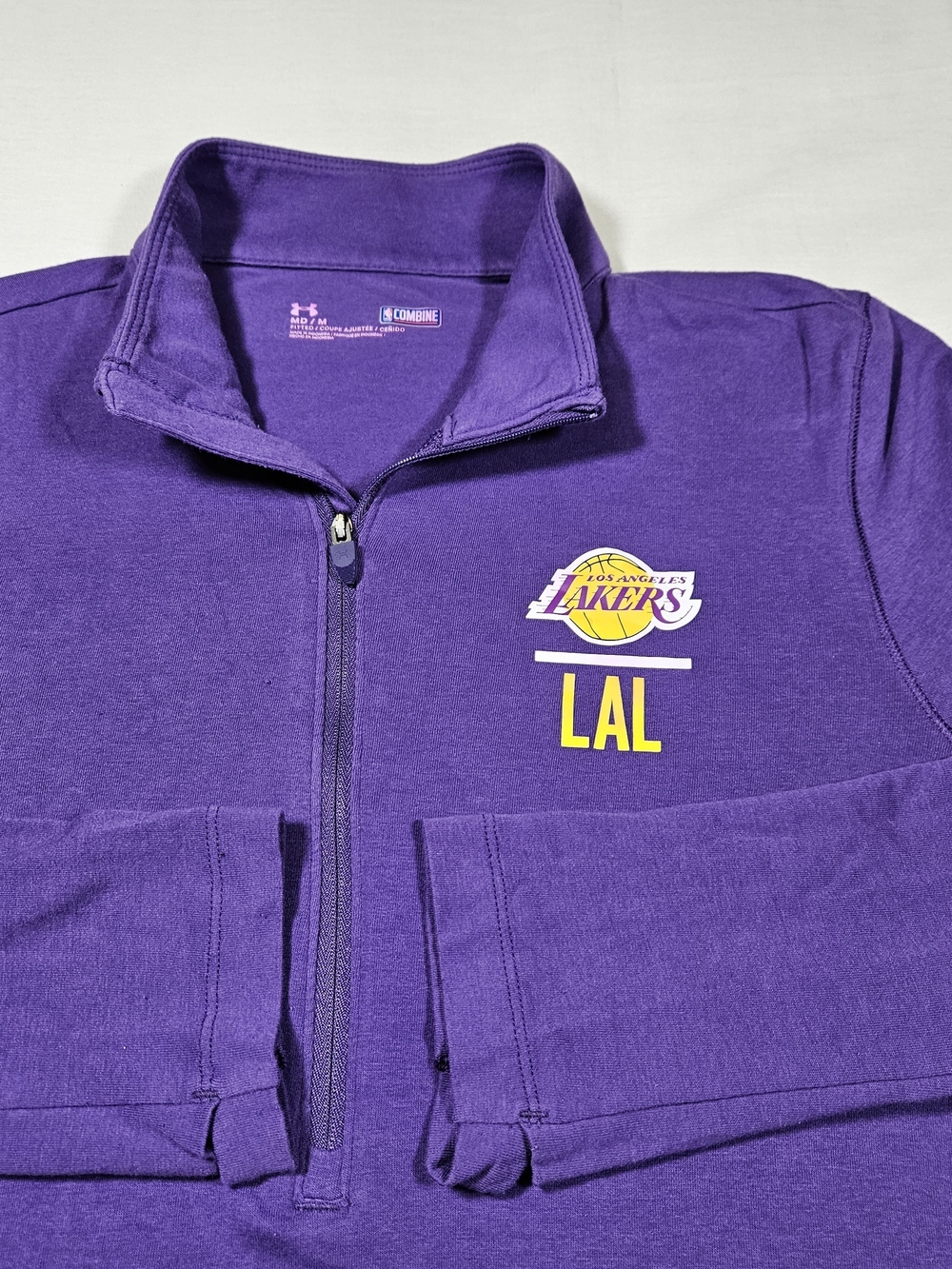 Los Angeles Lakers Men's Under Armour NBA Combine 1/4 Zip Pullover Purple Medium